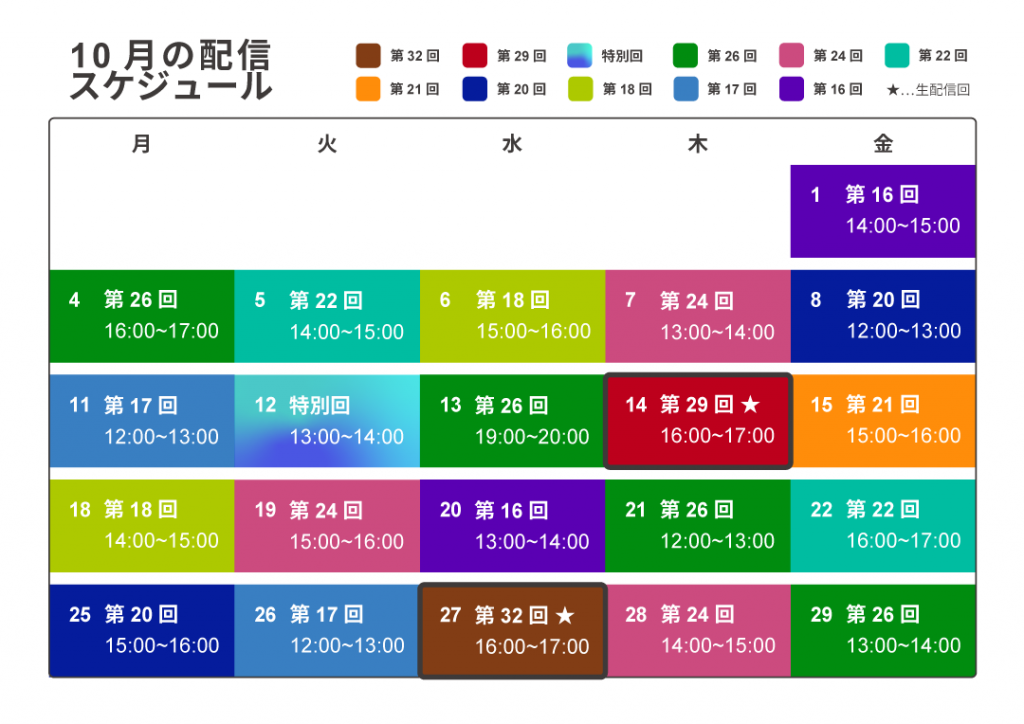 10月再配信スケジュール